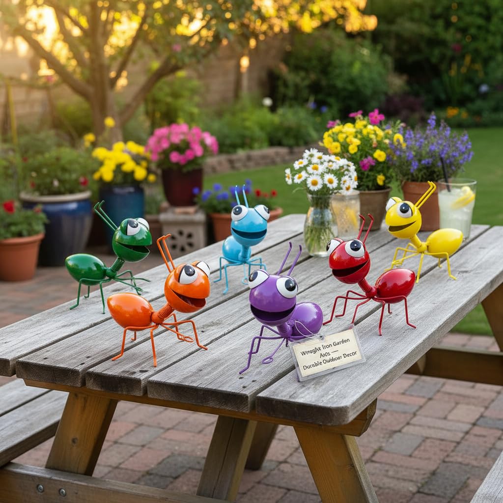 Cruis Cuka Metal Yard Art Garden Decor for Outside Cute Ants Yard Decorations Outdoor Lawn Ornaments Backyard Gifts for Mom - Set of 6