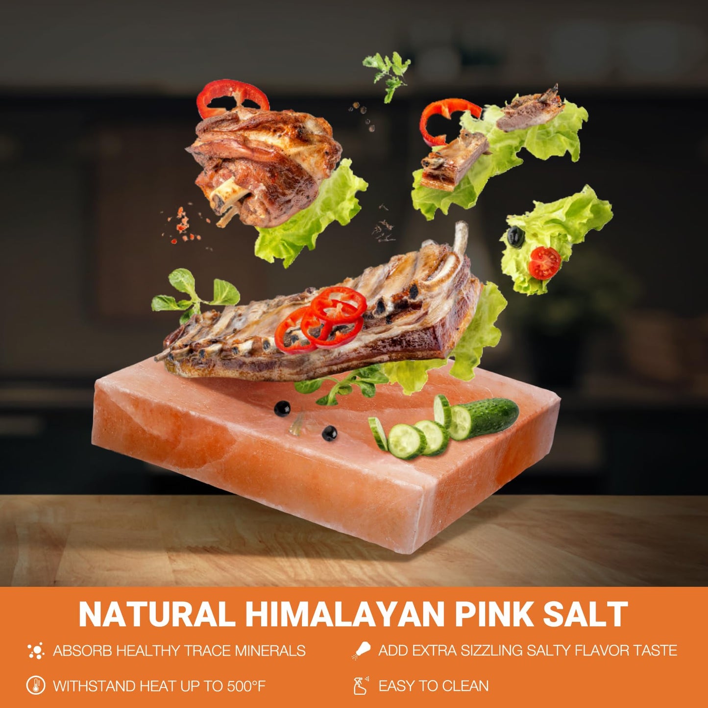 onlyfire Himalayan Salt Block For Grilling, Cooking, Searing, Cutting and Serving, 8" X 8" X 1.5" Food Grade Himalayan Pink Salt Stone Natural Salt Rock, BBQ Cooking Gifts for Cooks, Men, Women, Chef