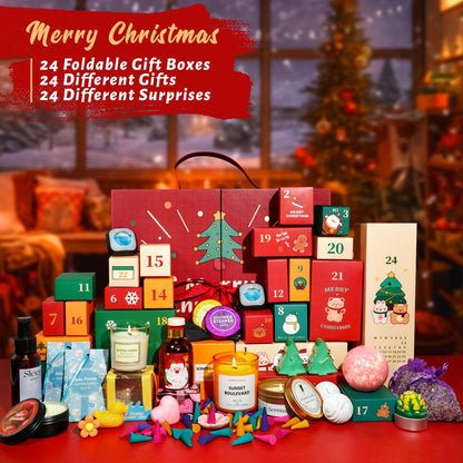 STRN Christmas Countdown Gift Box - 24 Days of Holiday Joy | Scented Wax Cubes, Scented Candle, Fragrance Sachets & More | Home Holiday Decor, Advent Calendar for Adults, Christmas Gifts