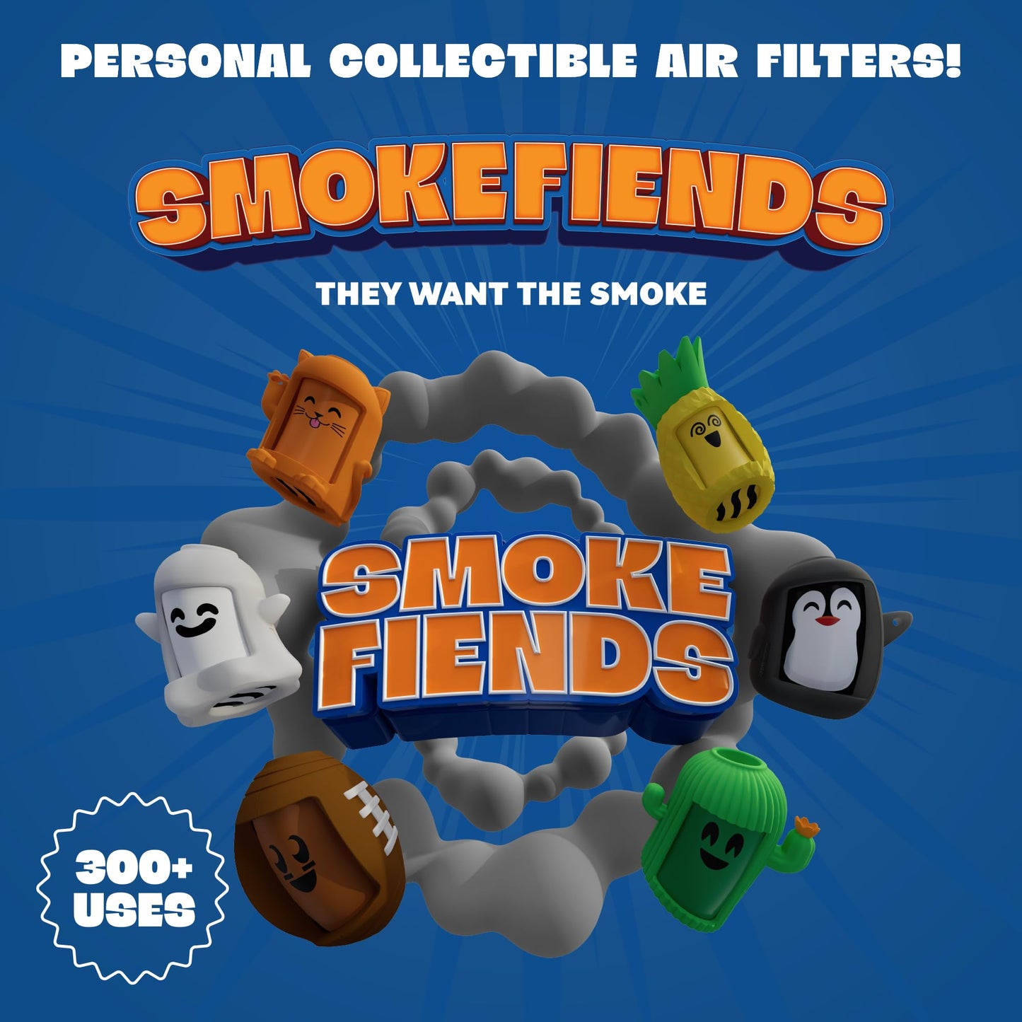 Smoke Fiends Portable & Eco-Friendly Personal Air Filter | Discreet HEPA & Carbon Filtration | Biodegradable & Up to 300+ Uses | Keychain Design for On-the-Go Freshness (Blaze)