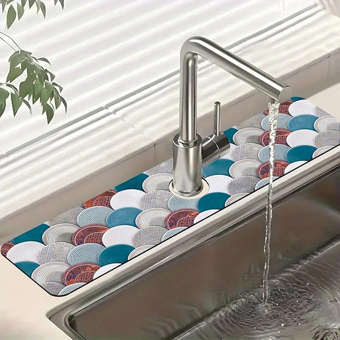 Wall Tiles Texture Sink Faucet Absorbing Mat Ceramic Decor Super Absorbent Fast