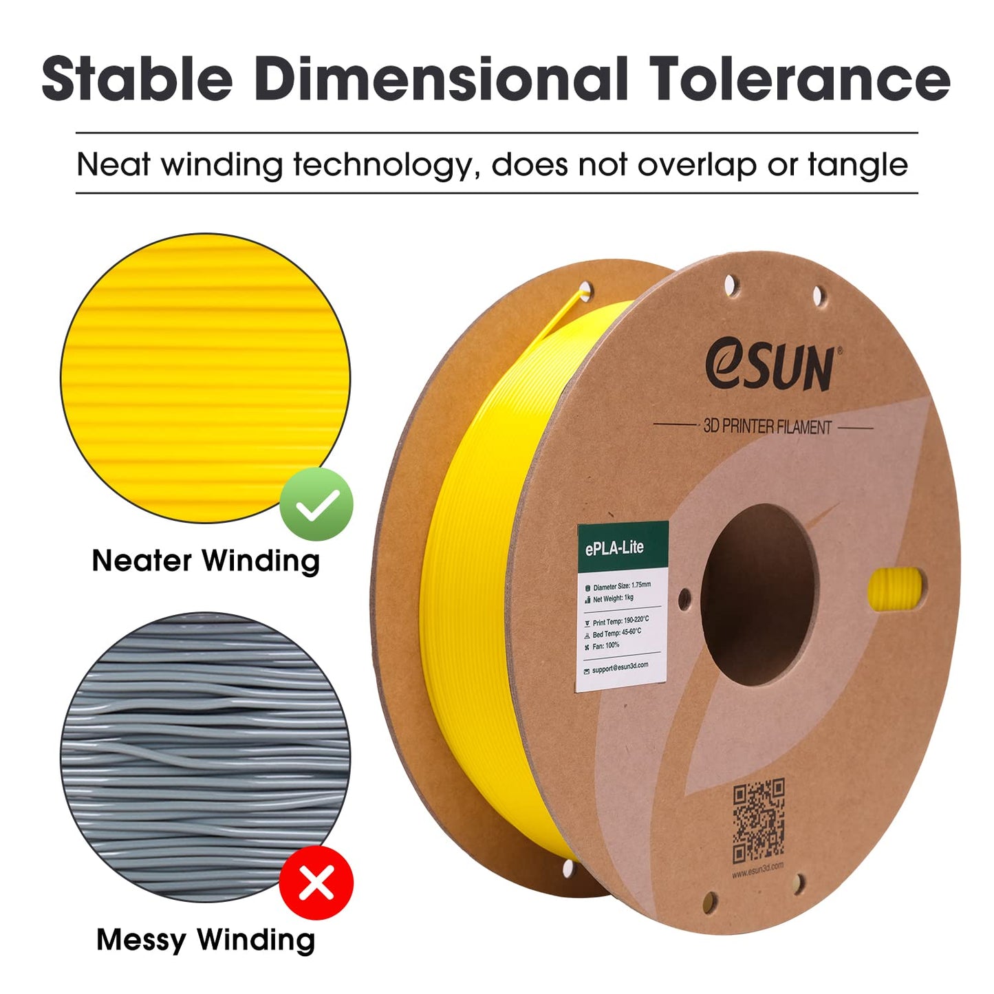 eSUN PLA Filament 1.75mm, 3D Printer Filament PLA Dimensional Accuracy +/- 0.03mm, 1KG Spool (2.2 LBS) 3D Printing Materials for Most FDM 3D Printers,Yellow