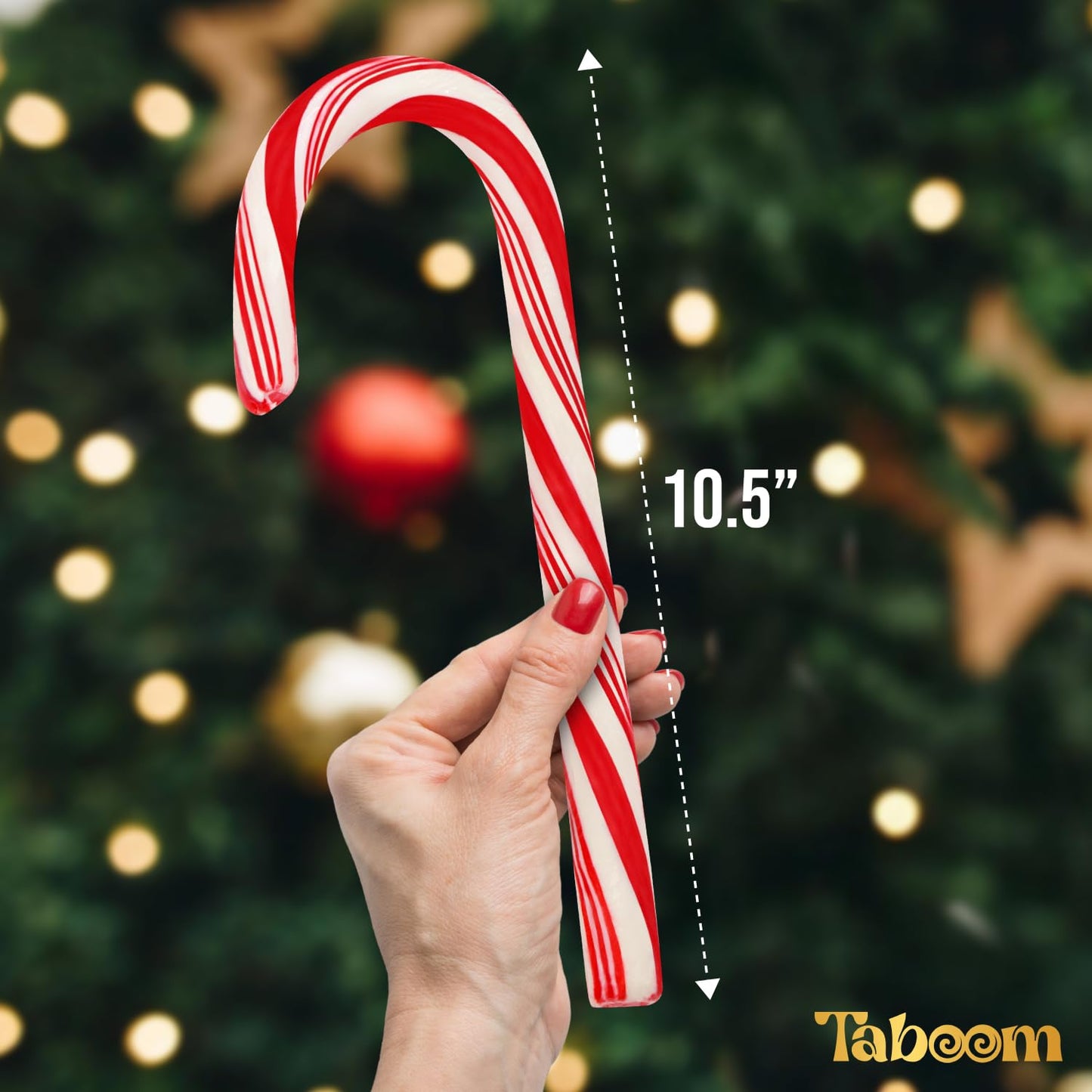 Giant Candy Cane Sticks 2 Pack Gift box - 10 Inch Individually Wrapped Dye-Free Christmas Candy Peppermint Flavor For Stocking Fillers, Holiday Party Favor, Gift Decorations