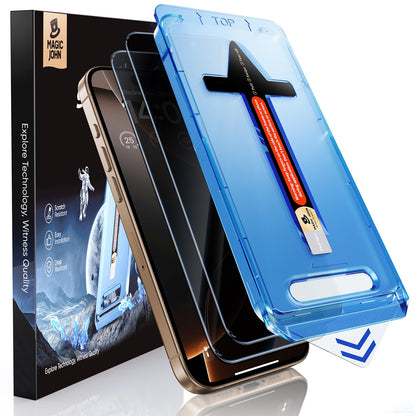 MAGIC JOHN 2 Pack for iPhone 16 Pro [6.3 inch] Privacy Tempered Glass Screen Protector, Auto Dust-Elimination, Bubble Free, Easy Installation, 16Pro 6.3''