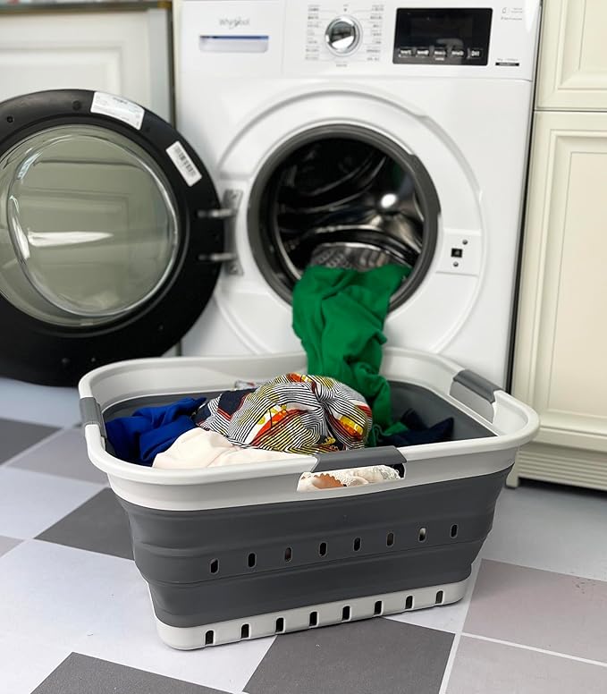 SAMMART 42L Collapsible Plastic Laundry Basket