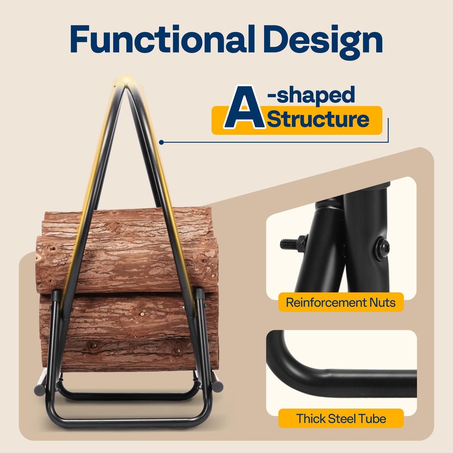 VIVOHOME 28 in Firewood Log Rack Hoop with Cover for Indoor Outdoor Patio Deck Porch, with 10 ft Firewood Rack Outdoor with Cover, Log Holder and Cover Combo Set with Zipper, Black