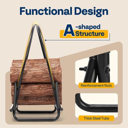 VIVOHOME 28 in Firewood Log Rack Hoop with Cover for Indoor Outdoor Patio Deck Porch, with 10 ft Firewood Rack Outdoor with Cover, Log Holder and Cover Combo Set with Zipper, Black