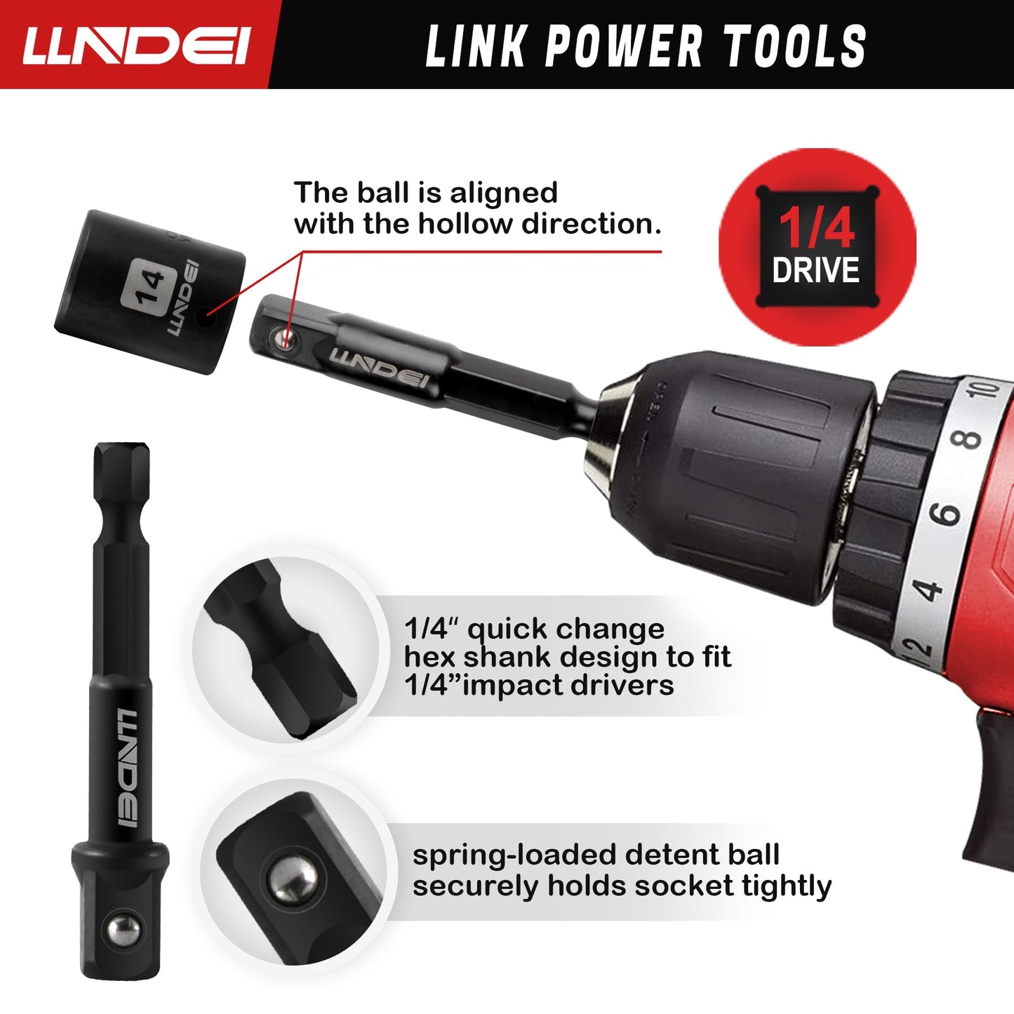 LLNDEI 48 Piece 1/4 Inch Mini Socket Ratchet Wrench Set, Metric Shallow Socket (4-14mm) 6-Point,with 72 Teeth Mini Ratcheting Wrench, Screwdriver Bit Set, Universal Joints and 3 Inch Extensions