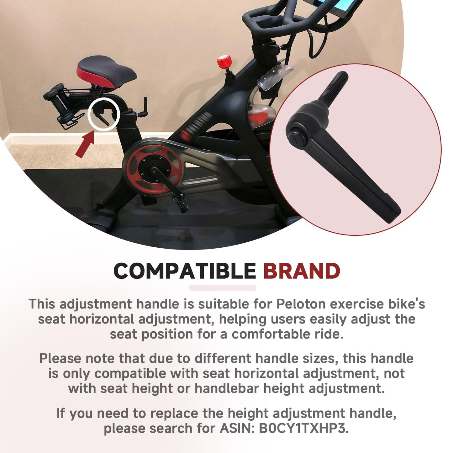 MUGLFPT Exercise Bike Horizontal Seat Bar Adjustment Lever , Compatible with Peloton Exercise Bike Replacement Handle, Adjustable Alloy L-Shaped Handle Accessory