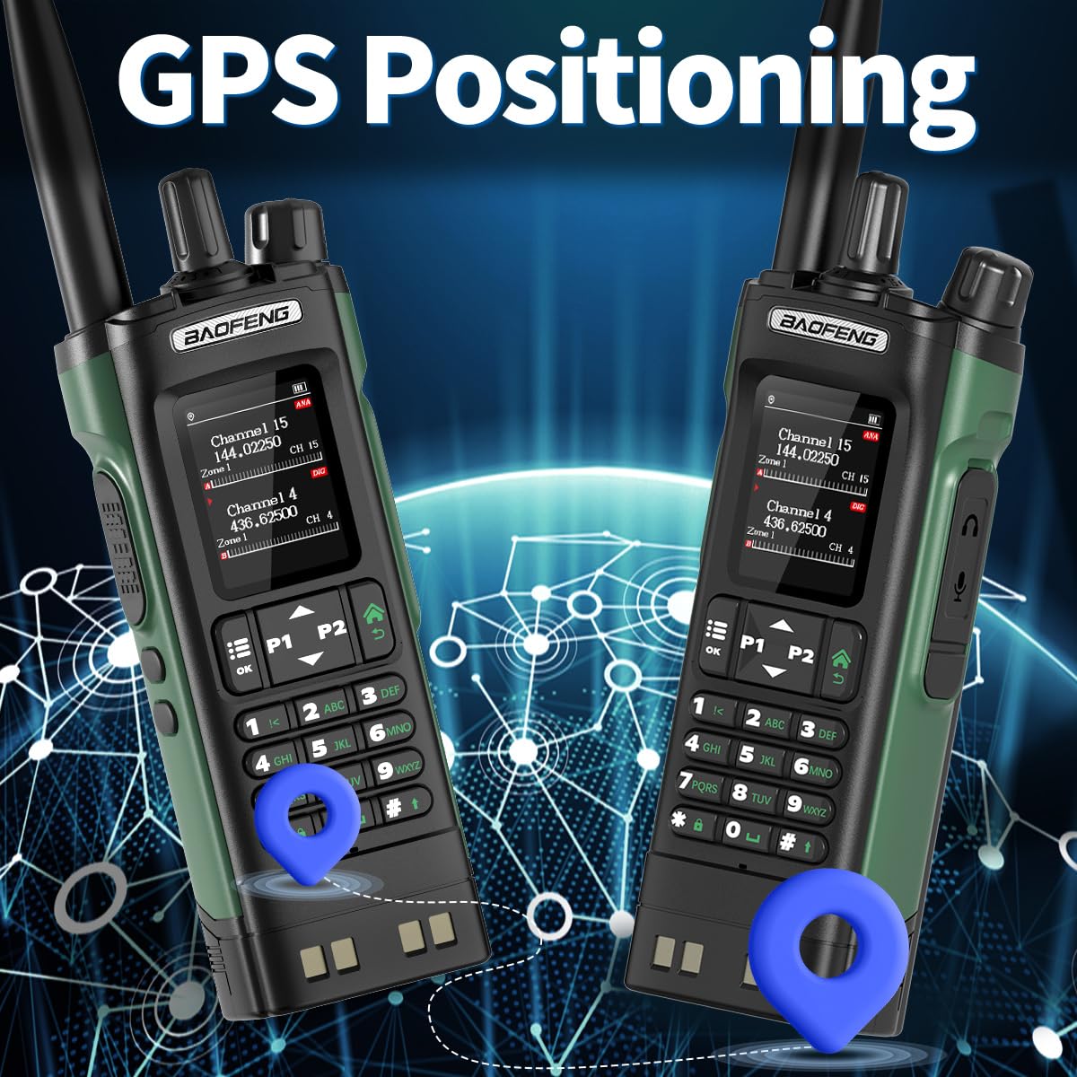 BAOFENG DM32 Ham Radio Handheld DM-32UV Walkie Talkies Long Range with NOAA Emergency Weather | 10W Rechargeable (4PCS Batteries) DM-32 DMR Radio with GPS,USB-C Charging for Survival Gear Hunting