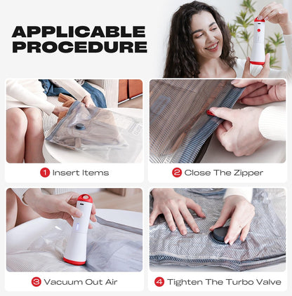 Travel Vacuum Storage Bags with Rechargeable USB Pump, 9 Pack Carry-On Size Compression Packing Bags for Luggage and Suitcase, Space Saver for Clothes and Clothing Travel