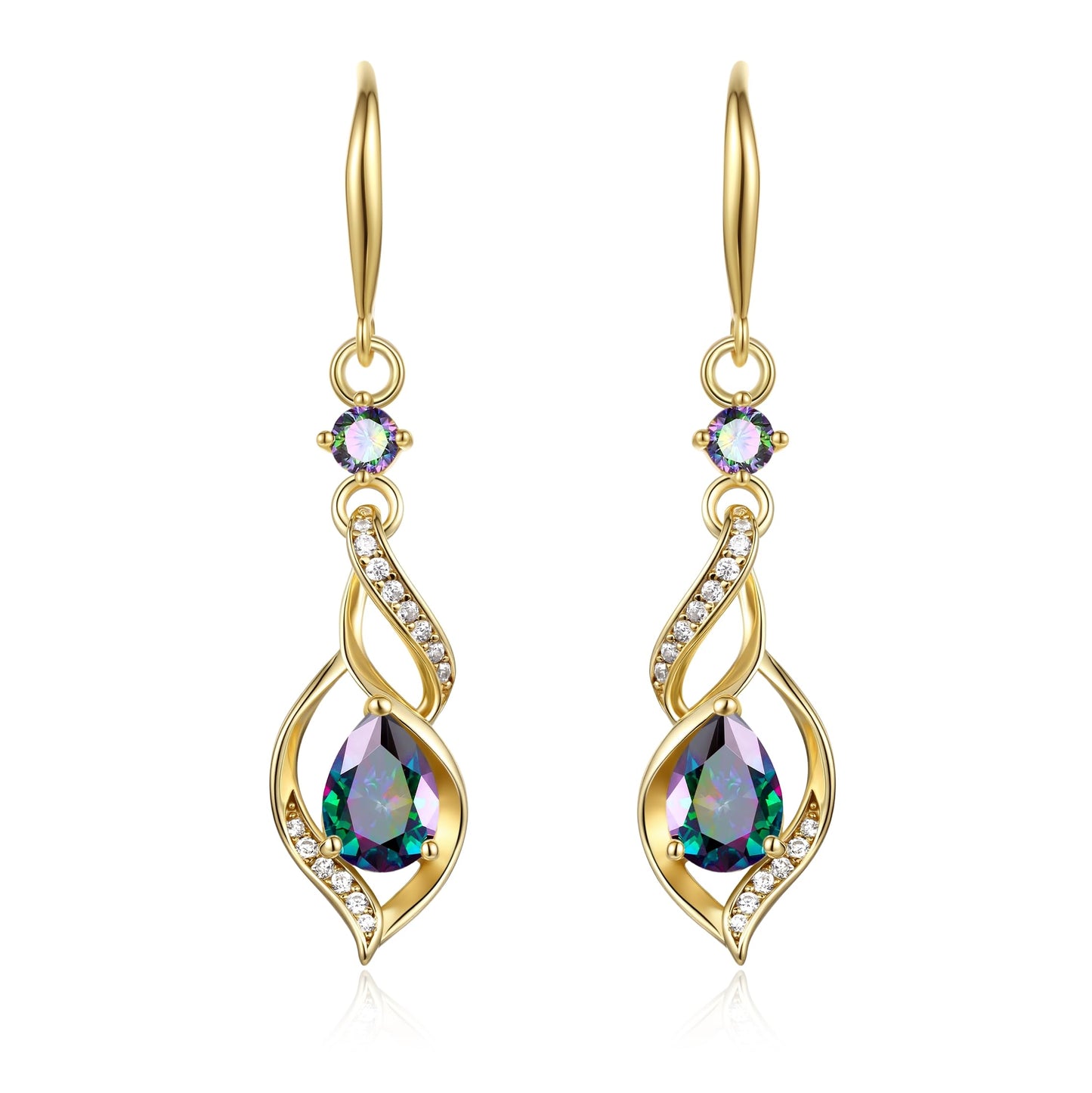 FANCIME 14K Gold Plated June Birthstone Dangle Earrings for Women Teardrop Alexandrite Earrings S925 Sterling Silver infinity Love Birthday Gifts for Mom Women