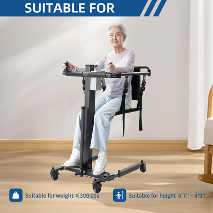 CQmuniu Patient Lift Transfer Chair,Adjustable Height Lift Chair,Electric Lift Assist Devices for Home & Car, Portable Transport Wheelchair for Seniors & Disabled,YW07