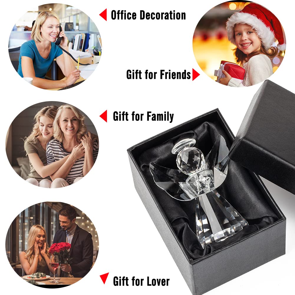 ZRENJHUS Crystal Angel Figurine Collection Pretty Glass Ornament Cute Statue Home Decor Table Animal Collectible Gift on Desk