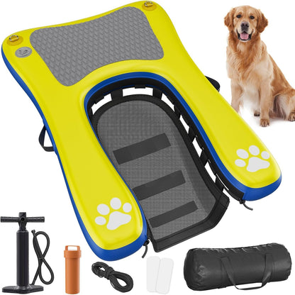 Inflatable Dog Pool Float Dock Platform for Dogs, Dog Pool Ramp Ladder with Non Slip Steps | Dog Floats Water Ramp for Boat, Inground Pool