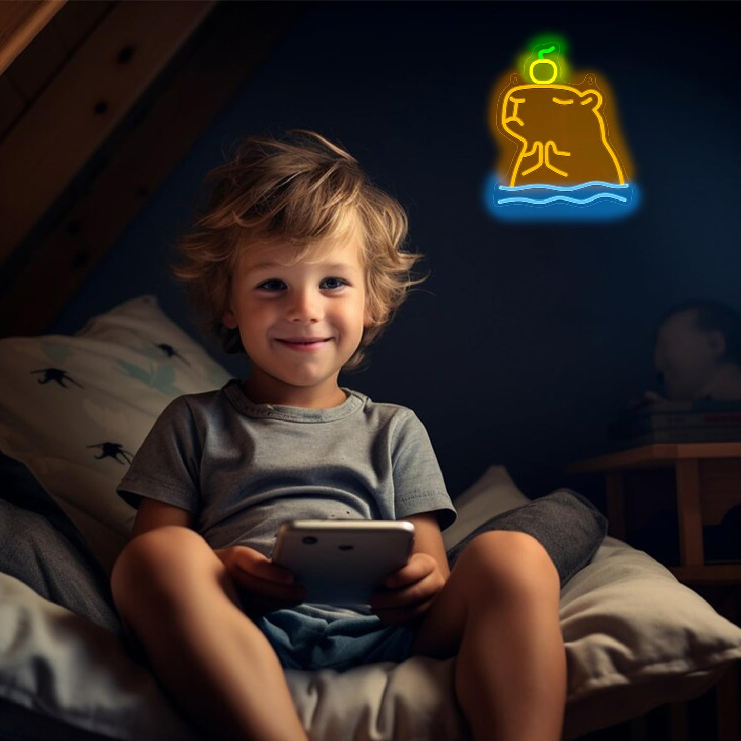 Attivolife Capybara Sign for Wall Decor, Light up Cute Animal Shape LED Lamp with Dim USB Powered, Unique Home Children's bedroom Business Shop Bar Party Decor Birthday Christmas Day Gift for Kids