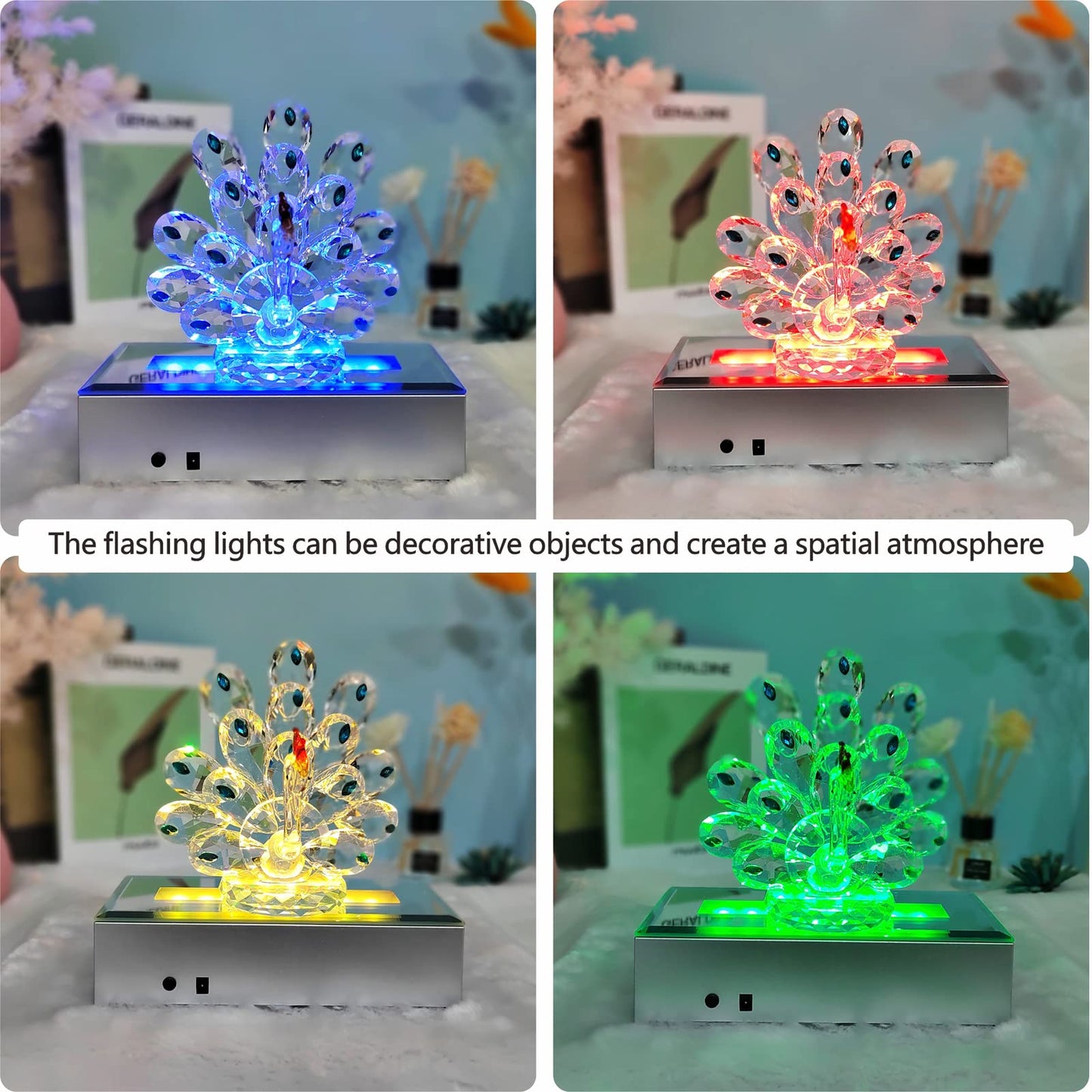 FIEIFI 16 LED Light Display Stand Base for 3D Crystal Glass Art,Holiday Casual Atmosphere Ornament Lamp- 6 Inch Rectangular Illuminated Holder Colorful Lights (silver)