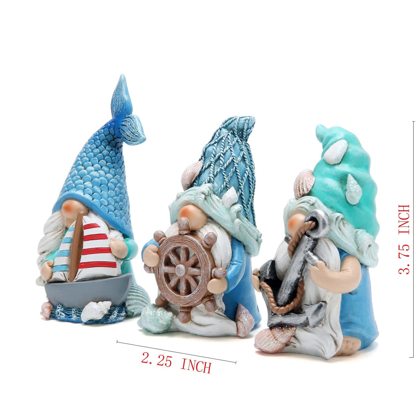Hodao 3PCS Summer Gnomes Decor Sea Star Shell Elf Handmade Beach Swedish Gnome Decorations for Home Summer Gnomes Figurines Decor