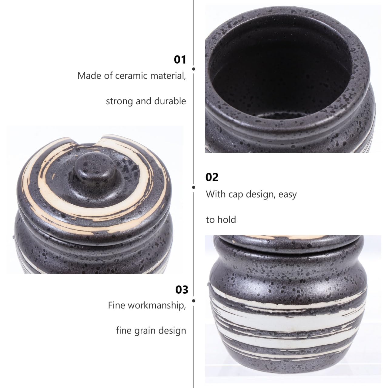 Ceramic Compact Condiment Storage Pot Small Sushi Candy for Kitchen and Dining Table Use 2.36X2.16X2.16In