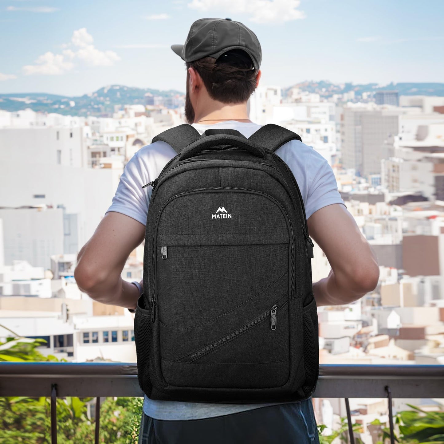MATEIN Travel Laptop Backpack,17 Inch Business Large Backpack Bag With USB Charging Port, Water Resistant Work Rucksack Anti Theft Lightweight for College High School Men Women Casual Daypack, Black