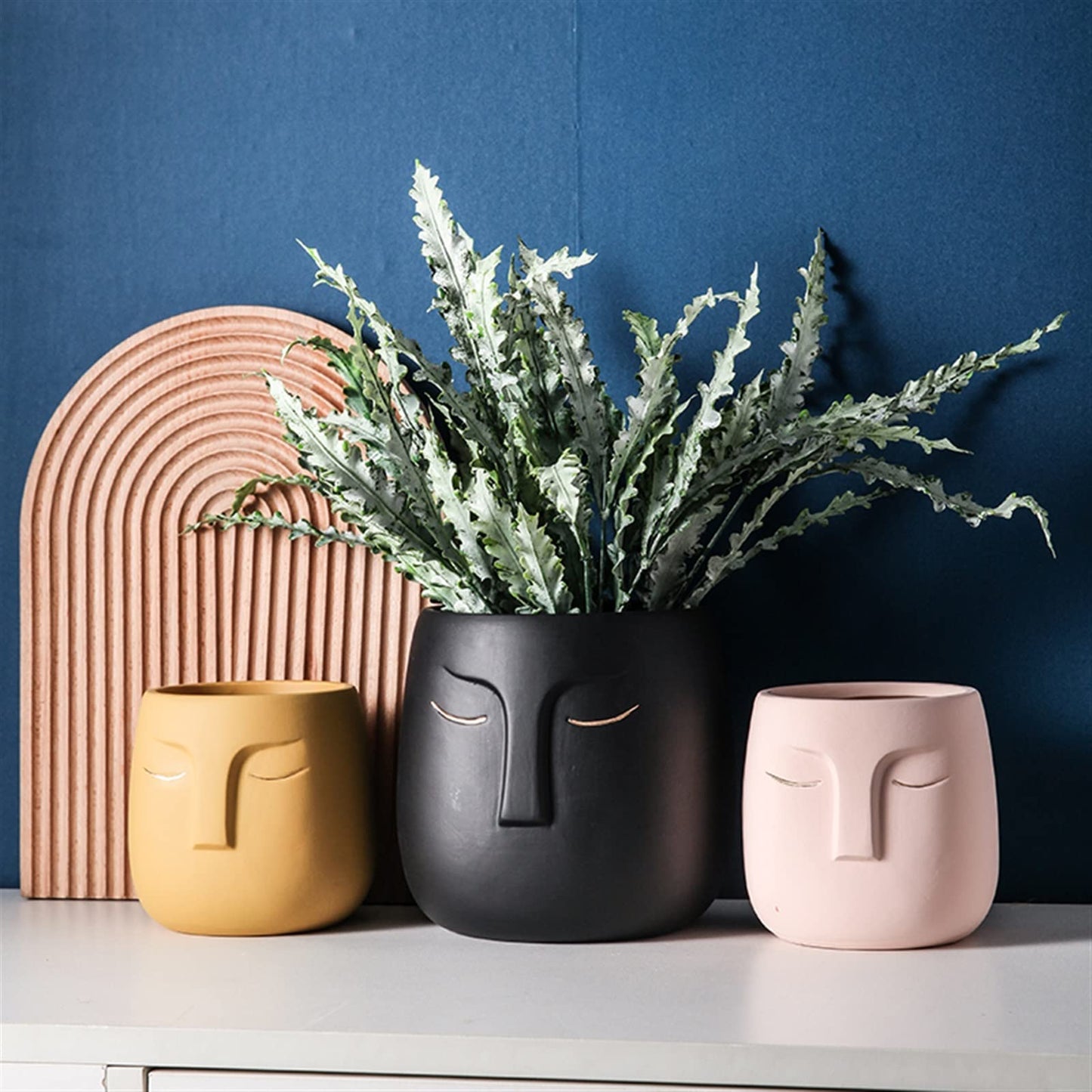 INLIMA Plant Pot Ceramic Vase Ceramic Face Living Room Desktop Flower Arrangement Vase Office Desktop Decoration Flowerpot (Color : Green)