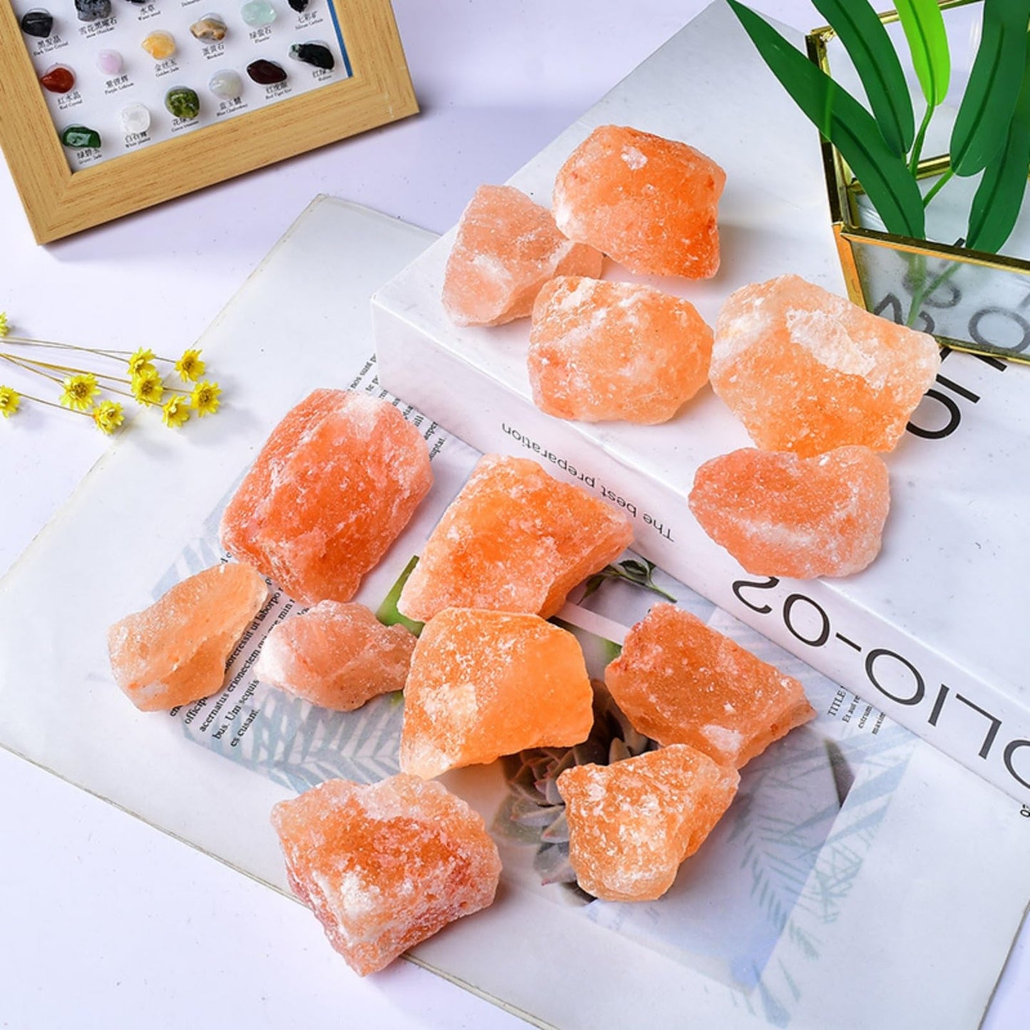 Natural Himalayan Salt Stone Raw Crystals, Large 1.25-2.0" Healing Crystals Natural Rough Stones for Tumbling, Cabbing, Fountain Rocks, Decoration, Polishing, Wire Wrapping, Wicca & Reiki DIY