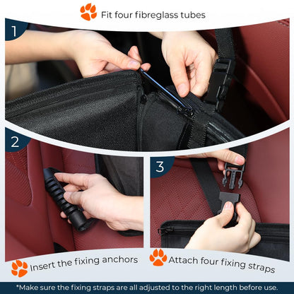 KYG Extra Stable Dog Car Seat Waterproof Dog Car Seat for Dogs Non-Slip Pet Car Seat Scratch Proof Car Seat for Dogs Large-with 4 Fastening Straps Dog Car Seat for Back Seat-up to 26 KG