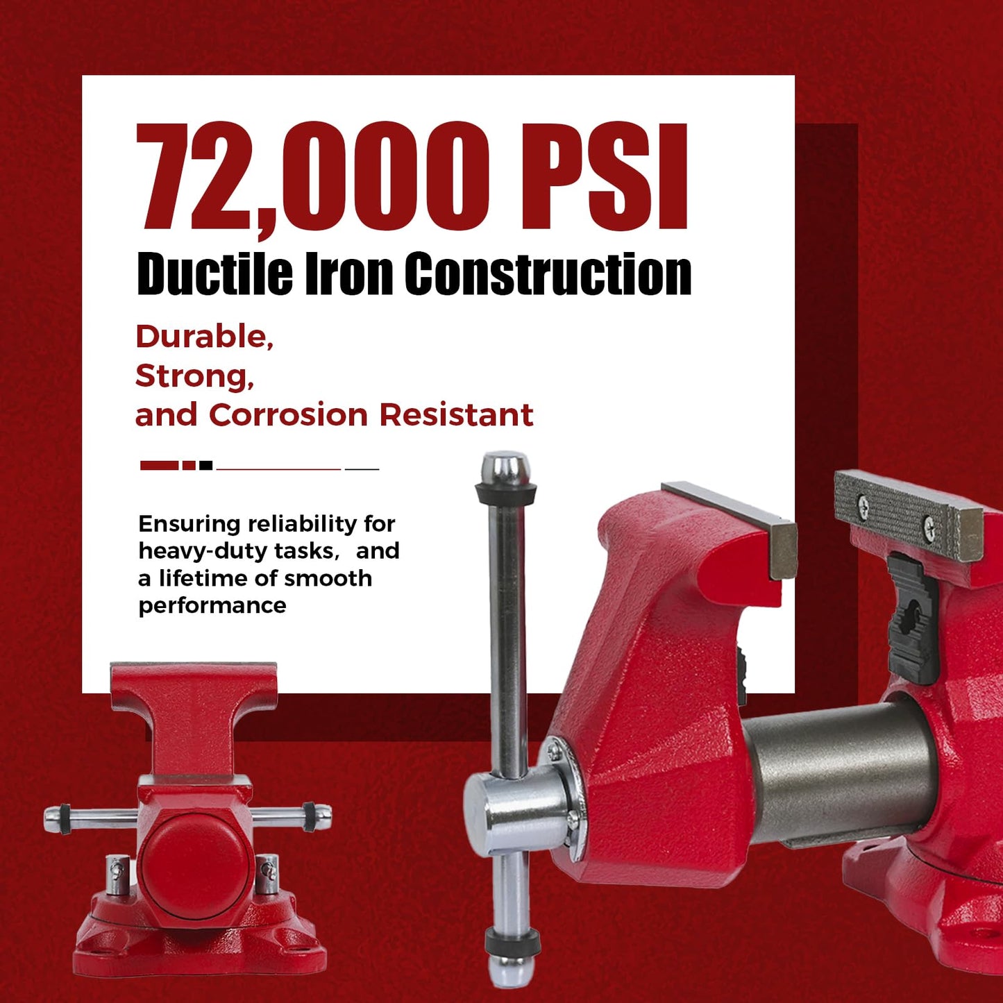 AROEDVISE 6" Bench Vise with 360° Swivel Base, 7" Jaw Opening, Heavy Duty Ductile Iron Workshop Vise with Anvil & Pipe Jaws, 72,000 PSI Clamping Tool for Garage, Metalworking & Repair (RDIV6)