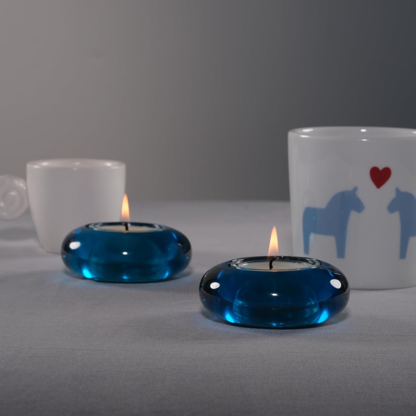 ICNBUYS Handmade Decorative Pebble Tealight Candle Holder Set of 2 - Handcrafted Home Decor Accent for Calming Earthy Aesthetic Blue Diameter 3 inches - Resin
