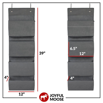 Joyful Moose Over the Door Hanging Organizer Closet Storage Bins Grey