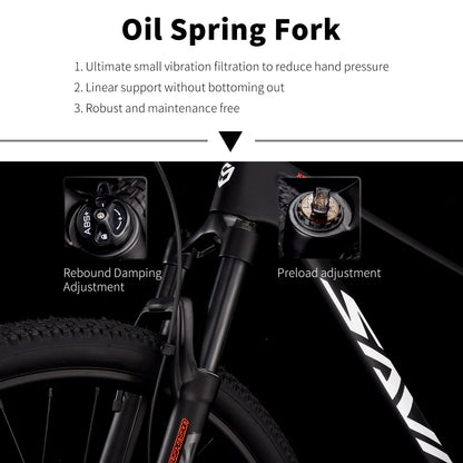 SAVADECK Carbon Fiber MTB with U6000 10 Speed Shift Groupset, Hydraulic Disc Brake with MT200 Break System (Shimmering White, 29 * 15.5)