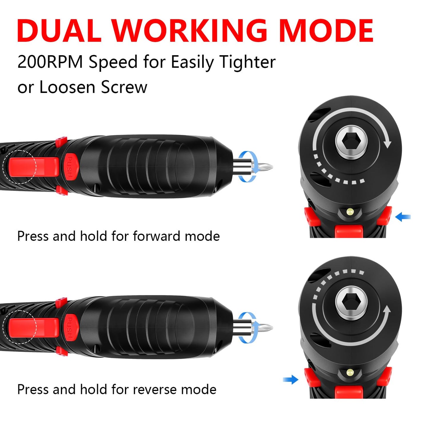 JENABOM Electric Screwdriver Cordless, 47 in 1 Upgrade Portable Cordless Driver, 3.6V Rechargeable 3.5N·m Screwdriver Kit, Dual Position Handle with LED Light for Home Improvement DIY Project
