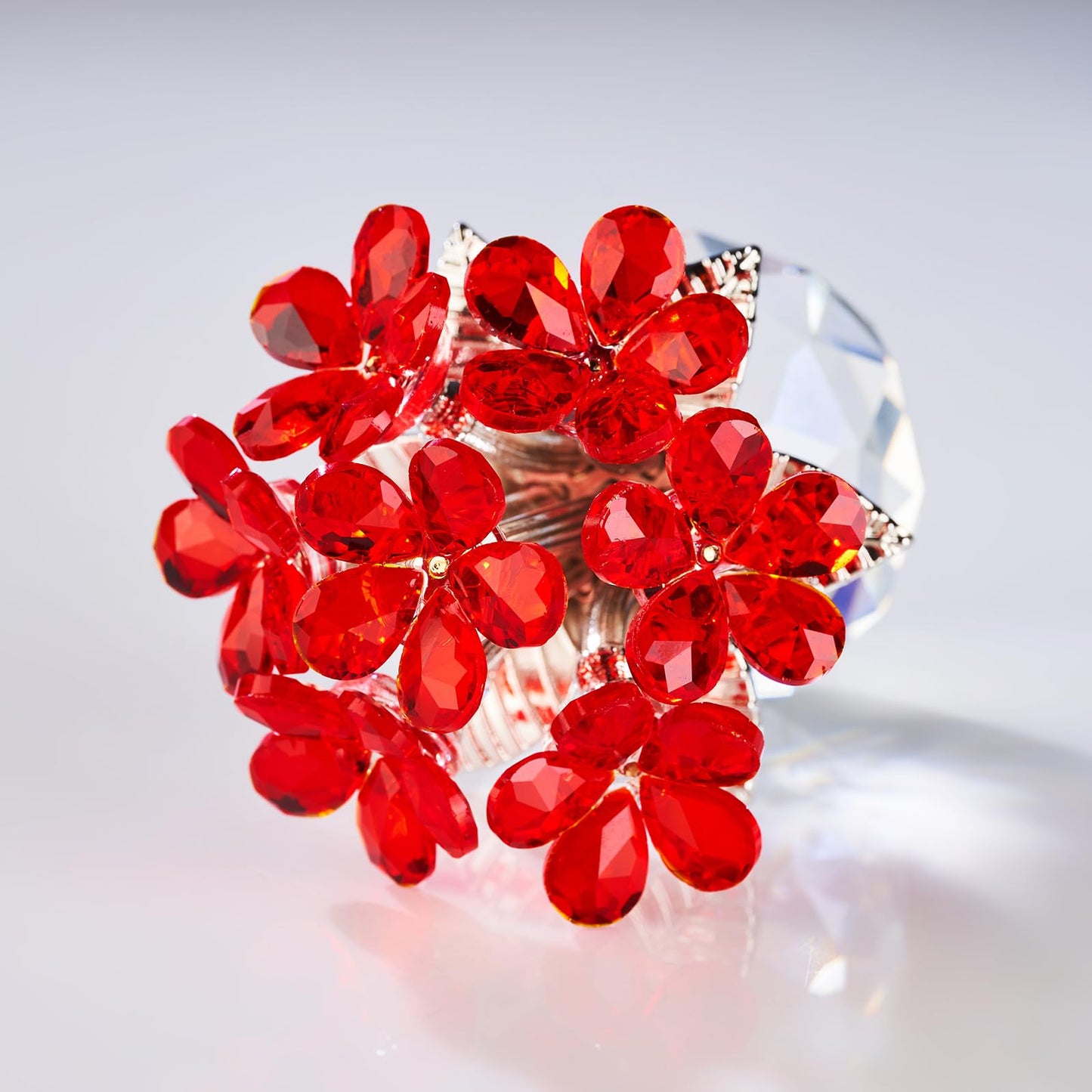 XLSJGYP Crystal Red Flower Decoration Glass Flowers Mother's Day Birthday Gifts for Women Girl Wife Girlfriend Daughter Ornament Bouquet Collectible for Valentine's Day Wedding (Red Flower 02)