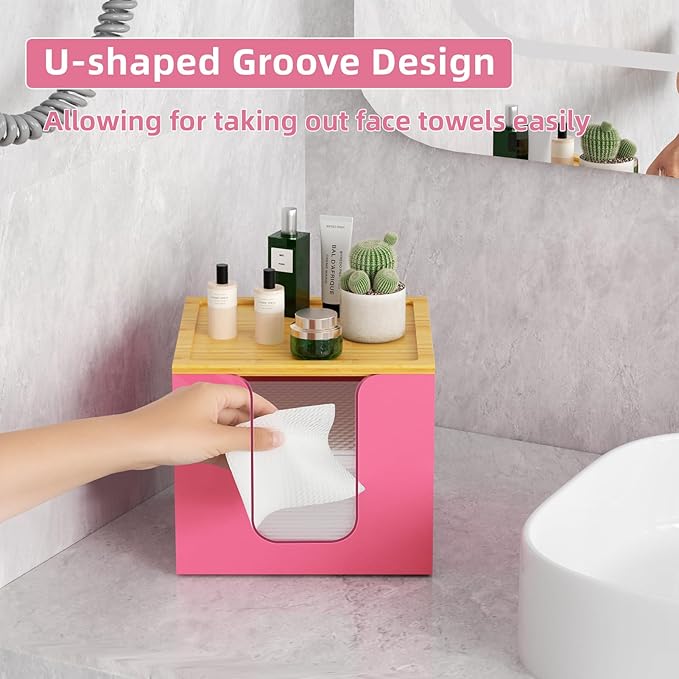 VITVITI Disposable Face Towel Holder Box, Acrylic Facial Towel Container