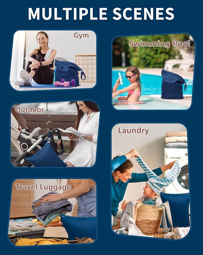 babygoal Travel Laundry Bags 2 Pack, Gym and Swimming-Washable Waterproof Wet