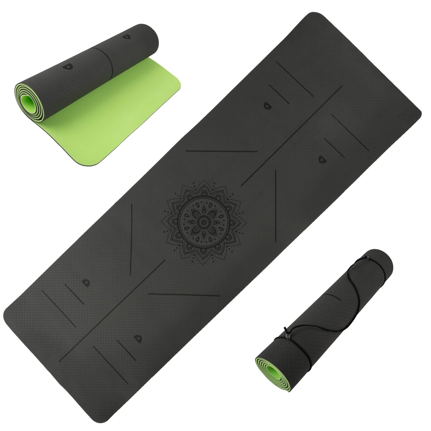 Non-Slip Yoga Mat with Alignment Marks – Lightweight Exercise Mat with Carry Strap for Home Workout or Travel by Wakeman Outdoors