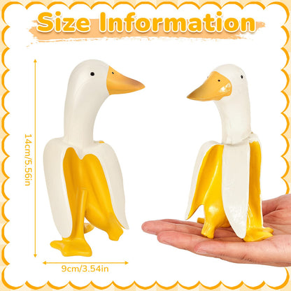 Meooeck 2 Pcs Banana Duck Statue 5.56" Small Garden Decor Resin Sculpture Ornament Creative Yellow White Figurine Funny Gift for Christmas Birthday Indoor Outdoor Yard Lawn Home Office Decorations