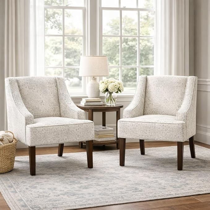 Homepop Home Decor | Upholstered Classic Swoop Arm Accent Chair | Accent Chairs