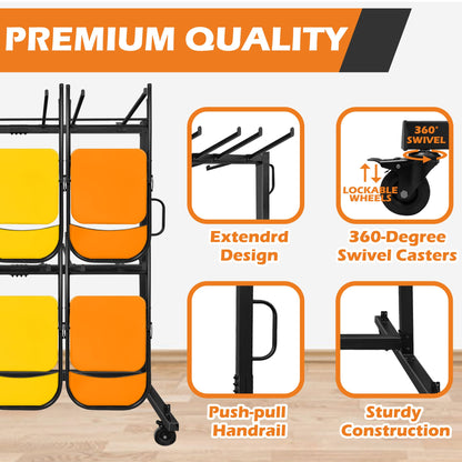 koretech Folding Chair Rack for 96 Chairs or 12 Tables, Folding Chair Cart with Wheels Heavy Duty, Chair Storage Dolly for Transport Organize Chairs
