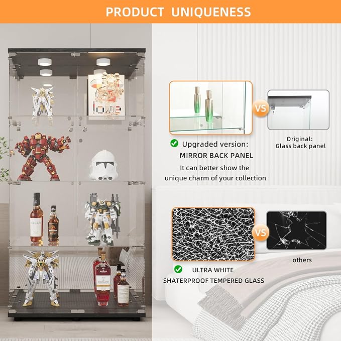 LFT HUIMEI2Y Glass Display Cabinet 4-Shelf
