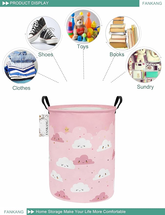 FANKANG Storage Basket, Nursery Hamper Canvas Laundry Basket Foldable
