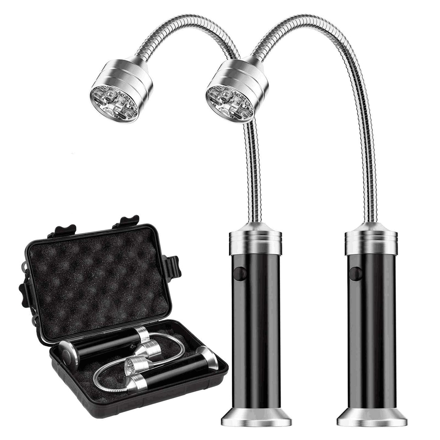 MojiDecor BBQ Barbecue Grill Light, Magnetic 360 Degree Adjustable BBQ Light Set Outdoor Grill Lights BBQ Accessories, Battery Operated, (2 Pack, Black)