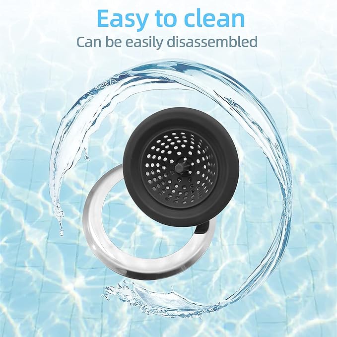 Mi hogar Sink Drain Strainer 2 Pack, 4.5” Wide Rim Silicone Kitchen Sink