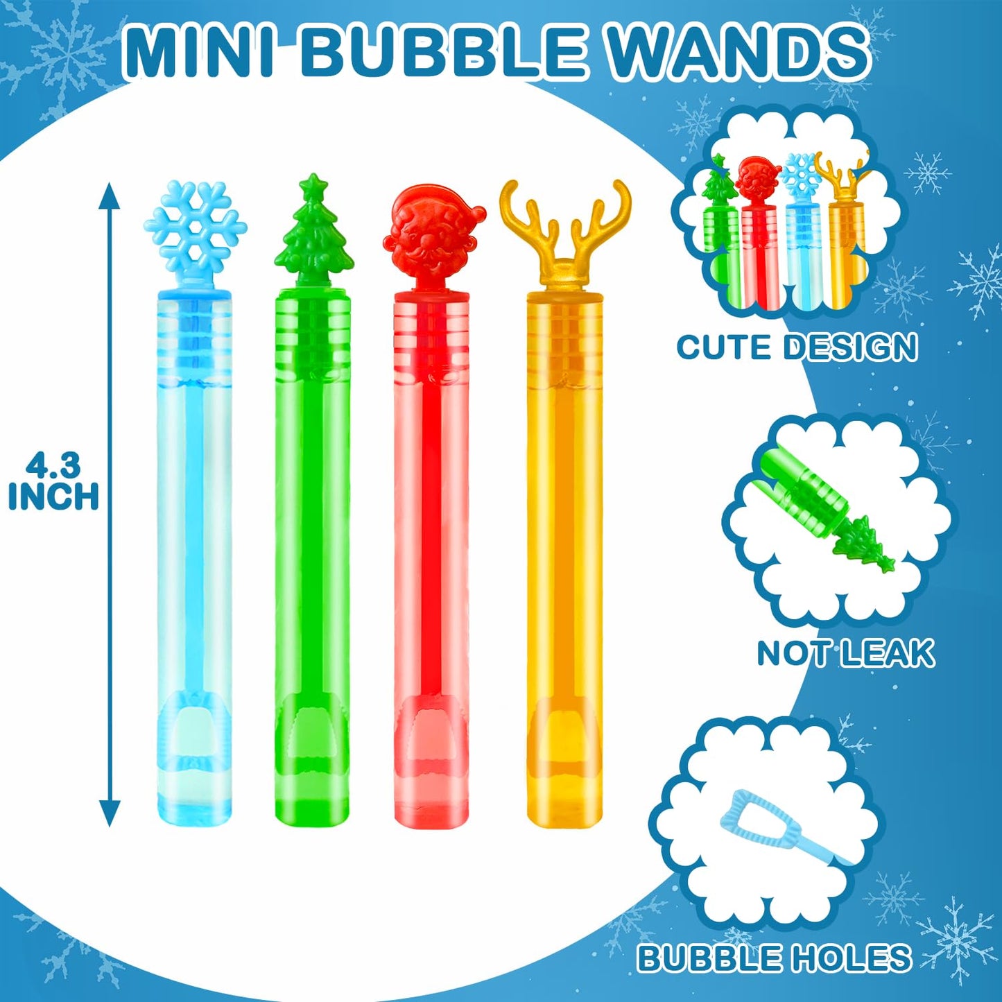 Bulk Christmas Giveaways for Kids 200 Pack,Party Favors Supplies Goody Bags Stocking Stuffers,Mini Bubbles Wand Toys Gifts for Toddlers,School Classroom Daycare Prizes Treats Trinkets for Students