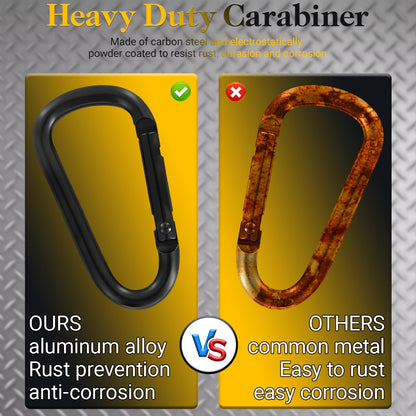 2.36" Inch Heavy Duty Aluminum D Carabiner Clips & Key Rings, 50 Pcs Black Corrosion Resistant Keychain for Keys, Outdoor Sports, Hiking, Camping, Fishing & Hanging Gear