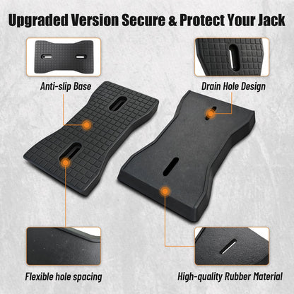 HOXWELL RV Stabilizer Jack Pads 4 Pack, Heavy Duty Solid Rubber Scissor Jack Leveling Blocks, RV Jack Foot Protection Pads for Trailer, Camper & 5th Wheels, Non-Slip Sturdy Support, Black
