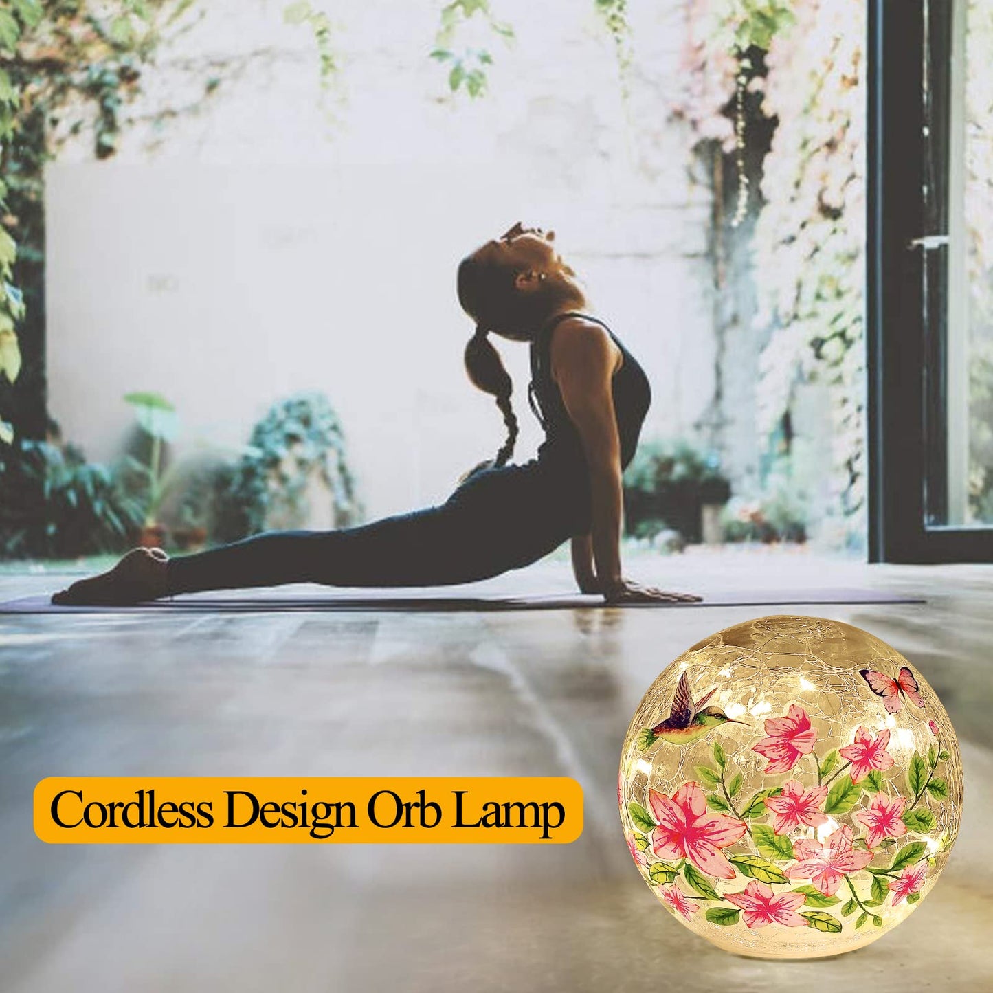 5.5 inch Handcrafted Glass Lamp with Bird and Flower Design - Unique Home Decor Piece