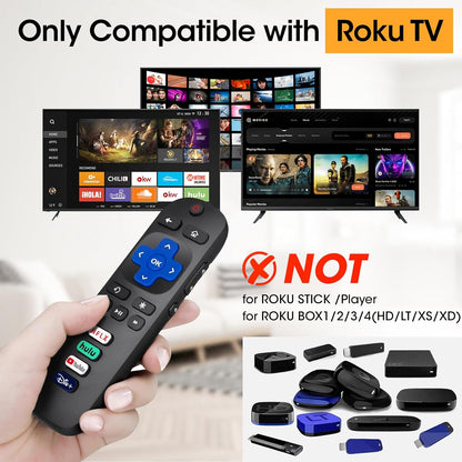 3 Pack Replacement Remote Control Only for Roku TV, Compatible for TCL Roku/Hisense Roku/Sharp/Philips/Onn Roku (Not for Roku Stick and Box)