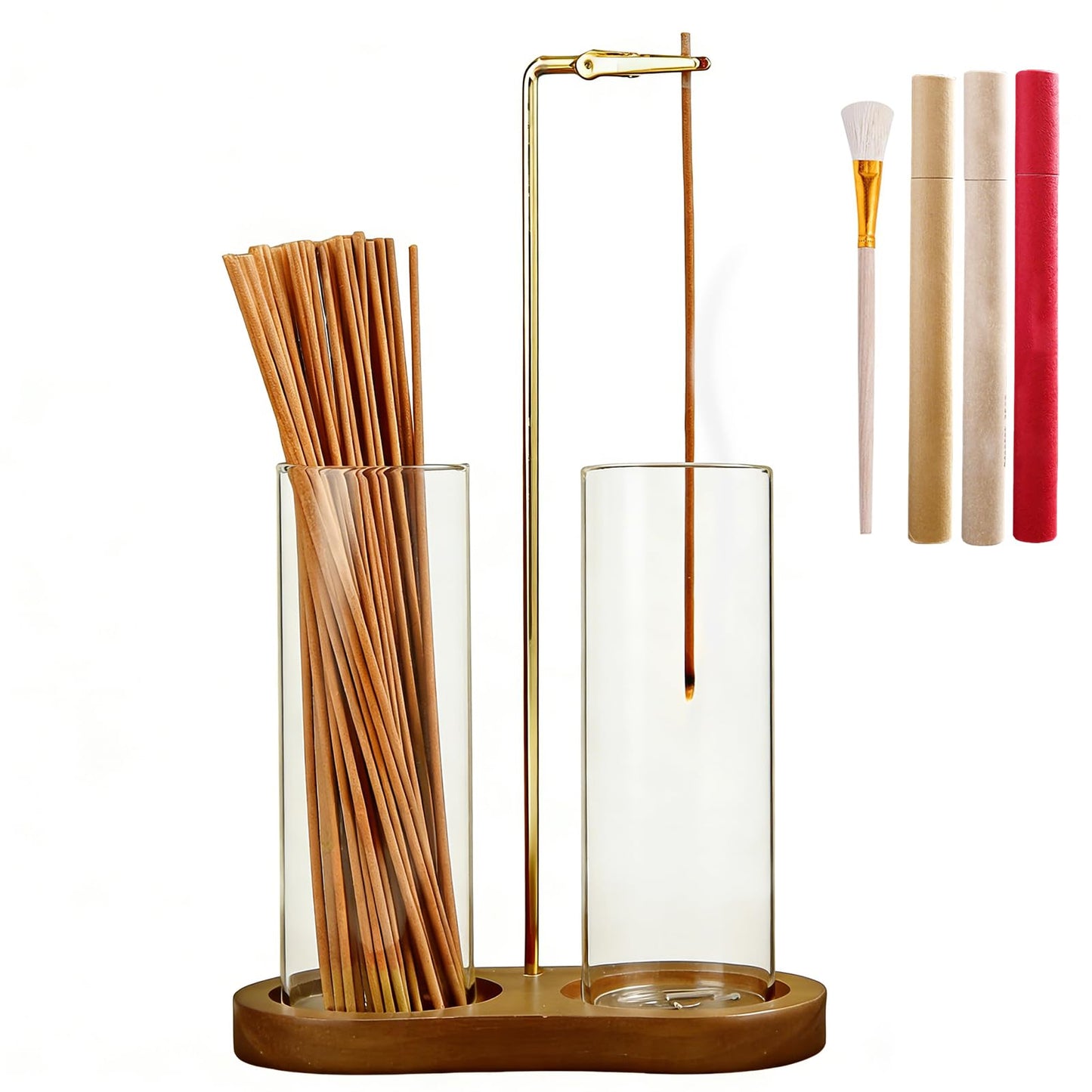Crastilior Glass Incense Holder with ash Catcher Upside Down Incense Sticks Burner Holder 2 in 1 Incense Sticks Holder for Meditation Yoga Spa Room Decor(Brown)