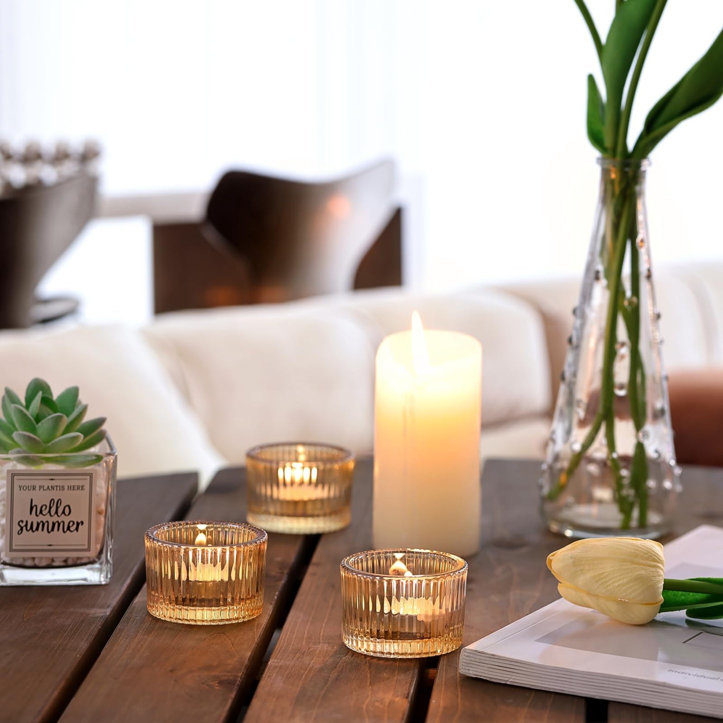 HAVITI 24 Pack Tealight Gold Candle Holders, Votive Tea Light Candle Holder Glass for Gold Centerpieces Fall Wedding Table Decor, Party Supplies, Home Decor